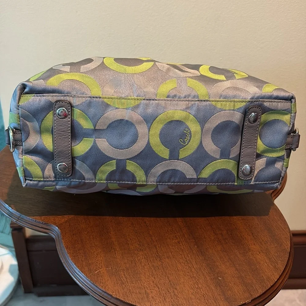 Coach Vintage Ashley convertible shoulder bag satchel Gray/Green lime canvas - Picture 11 of 16